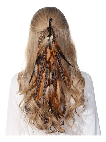 Extensin De Cabello De Plumas Hippie Con Clip De Pelo Bohemi