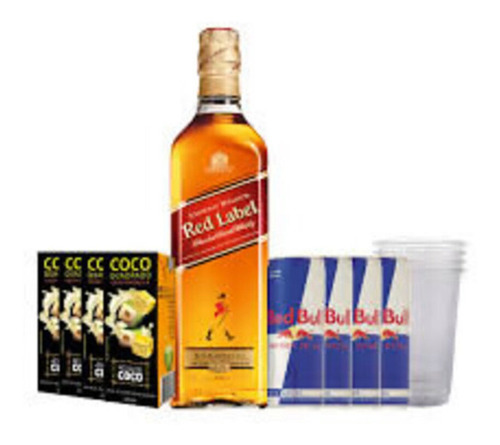 Combo ( Whisky Red Label 1l + 4 Red Bull + 4 Águas De Coco