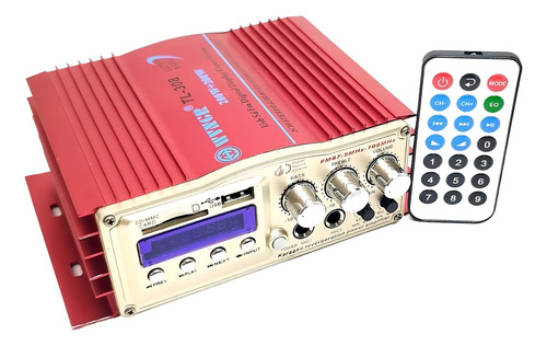 Minimódulo amplificador Teli Tl-308, función karaoke, 20 W Rms, color rojo, potencia de salida Rms 20 W