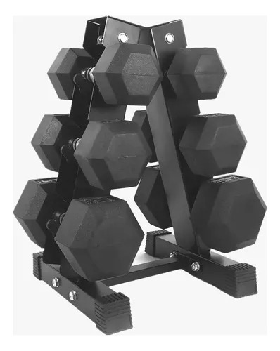 Set Mancuernas Hexagonal Caucho 8, 10 Y 12lbs Cross Gym