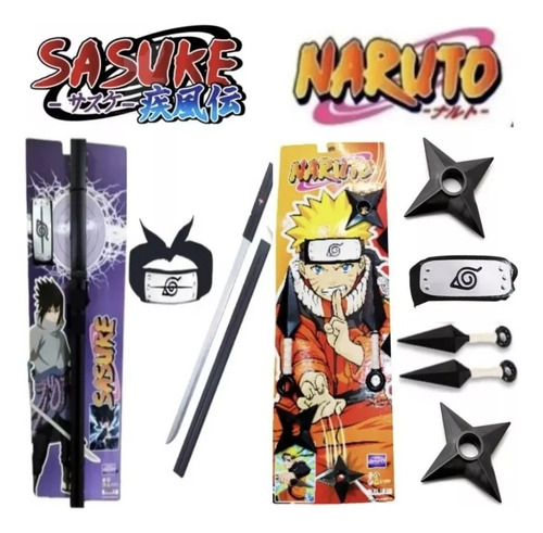 Combo X2 Armas Naruto Kunai Estrellas Sasuke Katana + Bandan