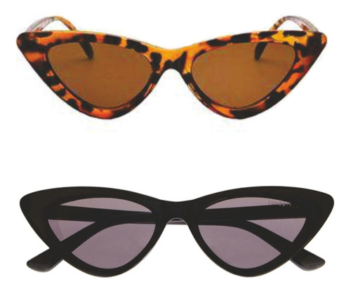 Kit 2 Óculos De Sol Retro Gatinho Proteção Uv Blogueira