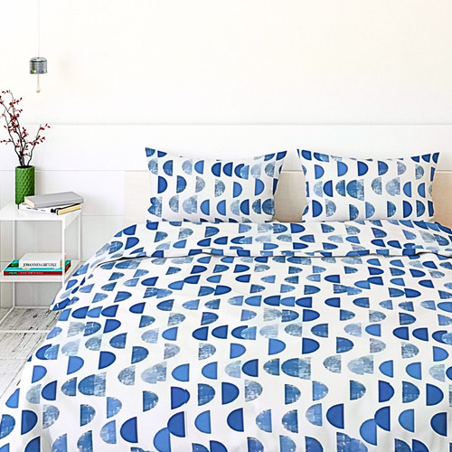 Especial Sábanas Koala Microfibra Estampada King Size Diseño De La Tela Media Luna Azul