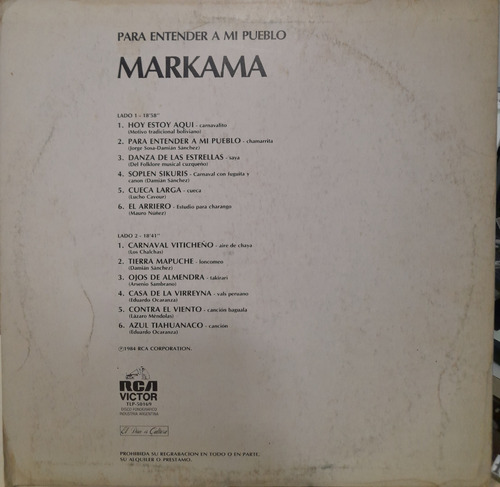 Lp Markama (para Entender A Mi Pueblo) -j- Estándar (Usado)