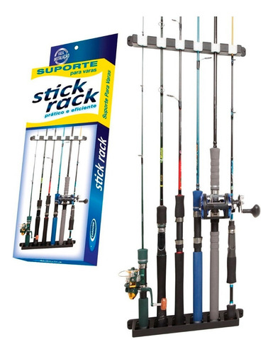 Suporte Organizador Parede Stick Rack 6 Varas Pesca Cardume