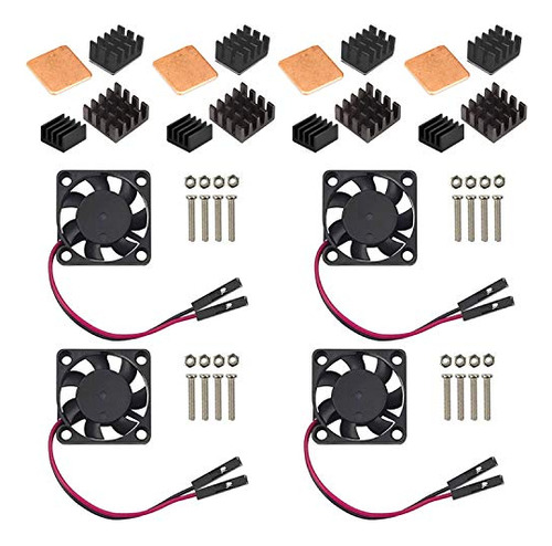 Kit Disipador Ventilador Raspberry Pi 4b, 3 (negro, 1 Paquet