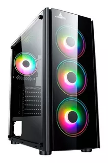 Caja Gabinete Iceberg Crystal G9 Atx - 4 Ventiladores Rgb Color Negro