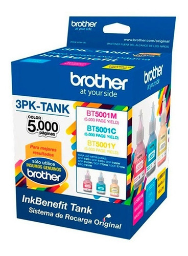 Tinta Brother Bt5001 Magenta Cyan Yellow (pack X 3 Colores)