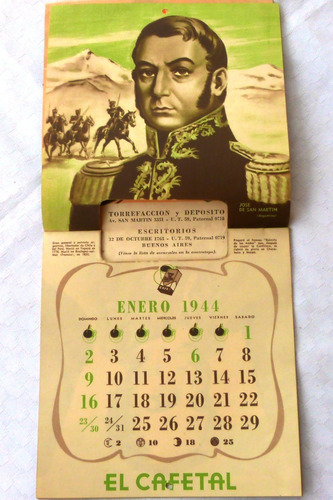 Monijor62-antiguo Calendario El Cafetal 1944 Proceres