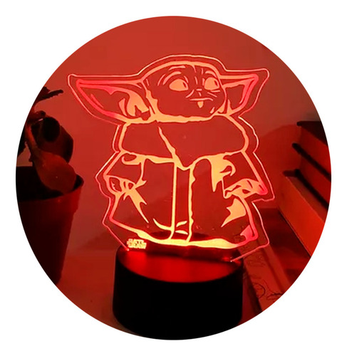 Baby Yoda Lámpara Led Star Wars 3d Grogu Rgb Táctil 7colores