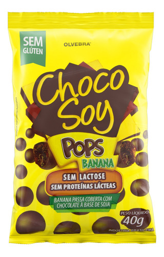 Banana-Passa Cobertura Chocolate Zero Lactose Choco Soy Pops Pacote 40g