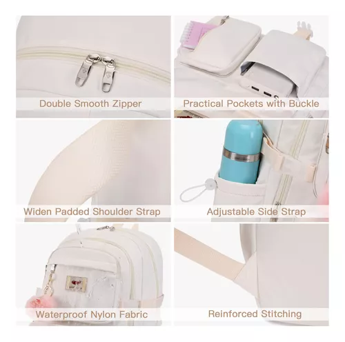 Mochila de viaje para laptop para mujer, Blanco sucio, Mochilas de viaje