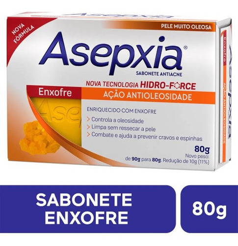 Asepxia Sabonete Barra Enxofre Ação Antioleosidade 80g