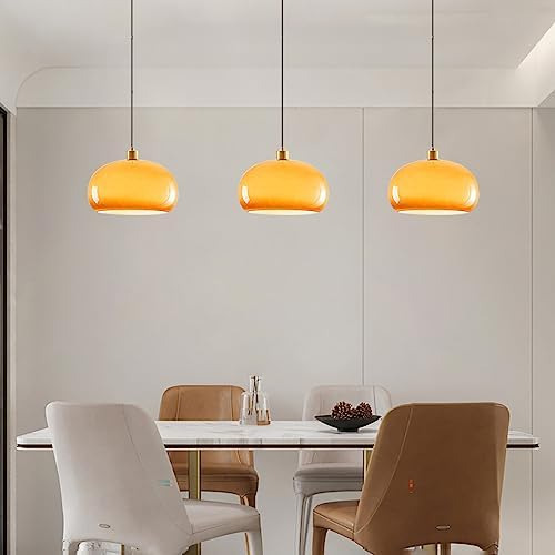 Qepeety Lámpara Colgante De Cristal Naranja Con Isla De Coci