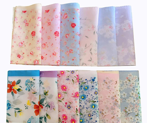 Pañuelo Para Mujer Diseño De Flores 100% Algodón 