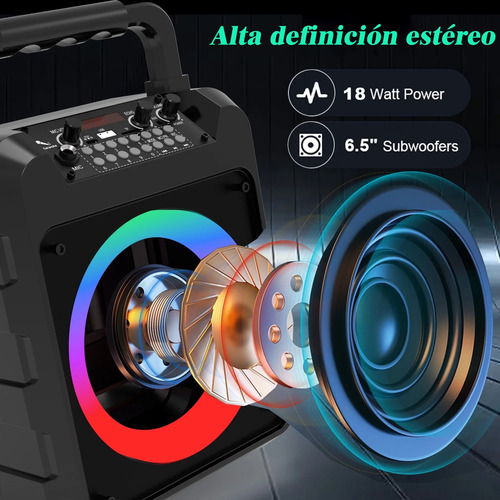 Bocina Karaoke Bluetooth Recargable Portatil Con 2 Microfono