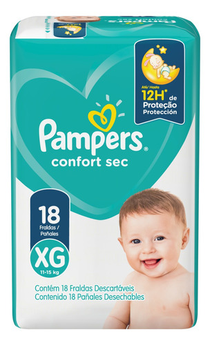 Fralda Descartável Infantil Pampers Confort Sec XG Pacote 18 Unidades