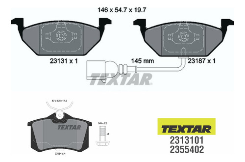 Kit Balatas Textar Jetta Golf A4 Beetle 2.0 Lts Clasico C/s