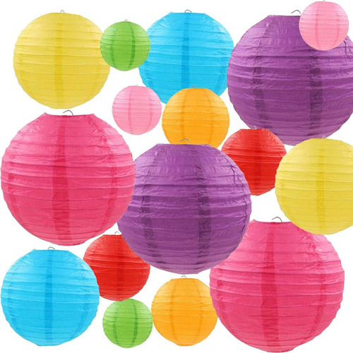 Linternas De Papel Multicolor De 4-10 Pulgadas Para Decoraci