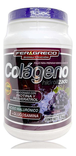 Suplemento en polvo Fer & Greco  Colágeno Hidrolizado sabor uva en pote de 1.1kg