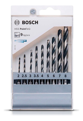 Set De Mechas Brocas X9 Pzas Bosch Hexagonal 1/4 Para Metal