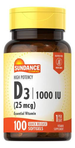 Sundance Vitamina D3 1000 Ui (25 Mcg) | 100 Capsulas Blandas
