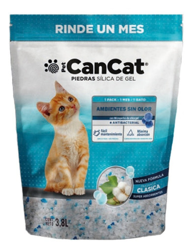 Piedras Silica P/gato Gel Cancat Neutra Sin Fragancia 3,8lts