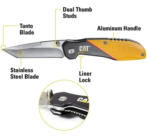 Imagen 5 de 7 de Cuchillo O Navaja Plegable Cat Caterpilar 980047 Hoja Tanto