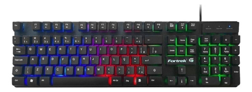 Teclado gamer Fortrek Blackfire QWERTY português Brasil cor preto com luz RGB