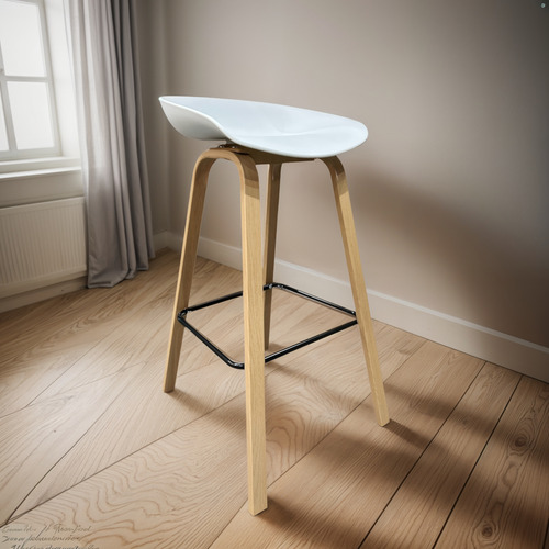 Banqueta Taburete Hay Oulu Pack 2 Unid Simil Madera Blanco