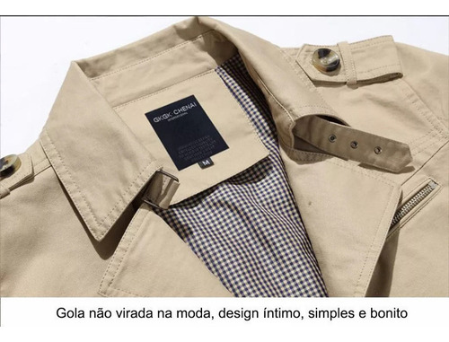 Chaqueta Larga De Hombre De Algodón Con Botonadura Simple