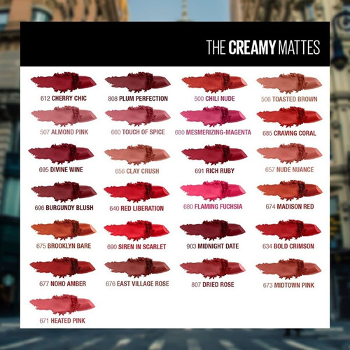 Lápiz Labial Maybelline Color Sensational Matte Finish Nuan