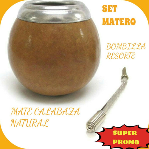 Promo Oferta !set Mate!mate Calabaza Natural+bombilla Resort