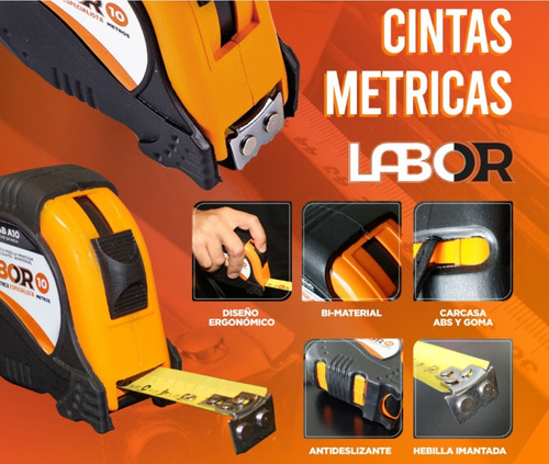 Imagen 2 de 5 de Cinta Métrica 3 Mt Fleje 16 Mm Metálica Punta Imantada Metro