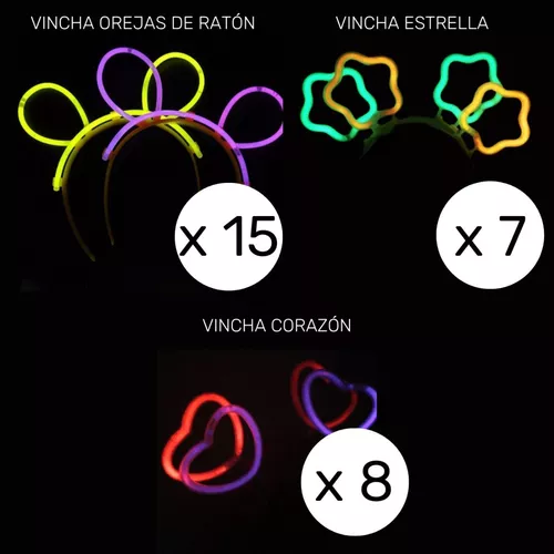 Combo Vinchas Luminosas X 30 Neon Cotillon Luminoso Fluo