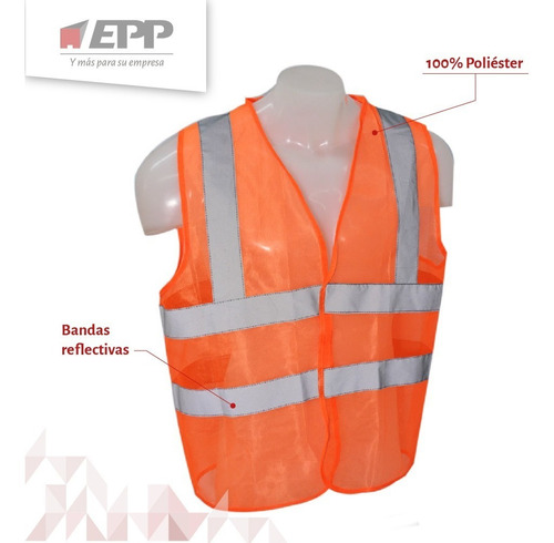 Chaleco Reflectivo Naranja Fluo En474 Talle Xl/2xl