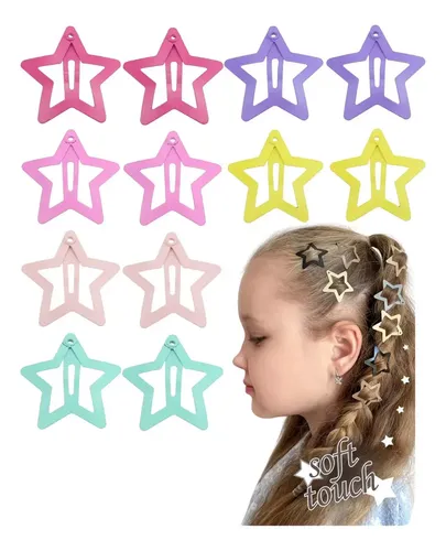 Kit 40 Presilha Estrela Tic Tac Cabelo Coloridas Estrelinha