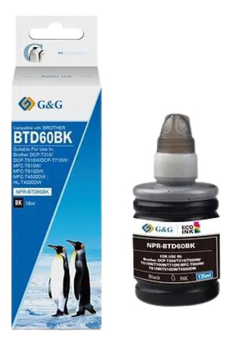 Tinta Para Brother Btd60bk 135ml Dye Rendimiento 8000pag Gyg