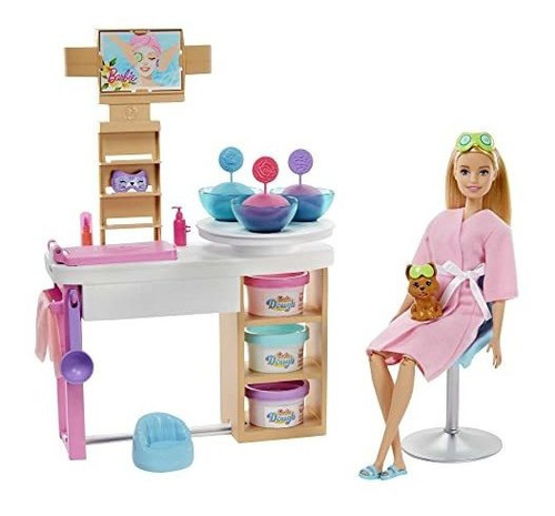 Barbie Doll & Accessories, Face Mask Spa Day Playset Con Blo
