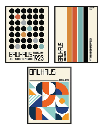 Set 3 Piezas Poster Bauhaus 1923 Paleta Naranja Azul 80x60
