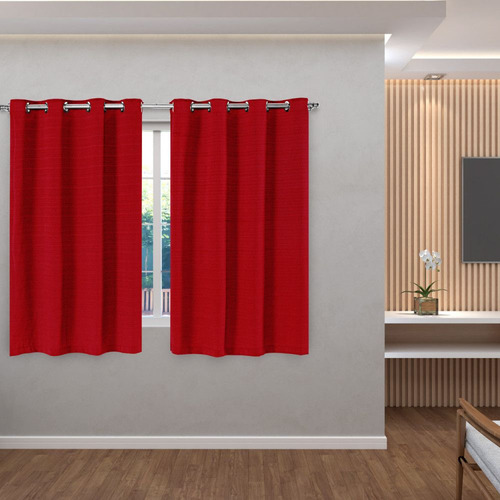 Cortina Rústica Lisa 2,80 M X 1,60 M - Vermelho