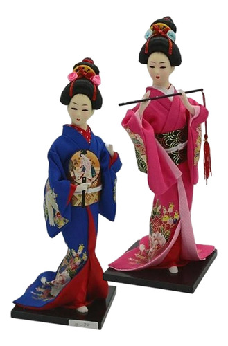 2 Piezas Figurita De Geisha Japonesa Decoración De Muñecas