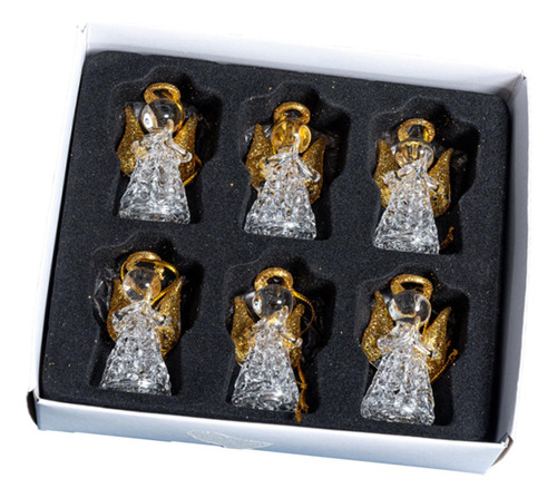 6 Adornos Colgantes Para Árbol De 2,1 Cm X 4,2 Cm Oro
