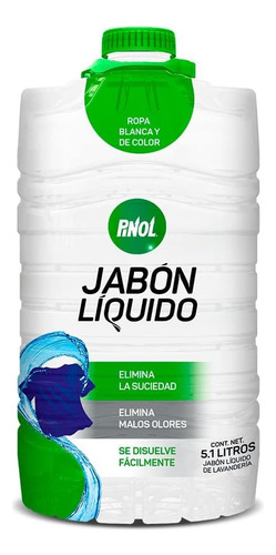 Jabón Líquido Pinol Para Ropa Blanca Y De Color 5.1 Litos 