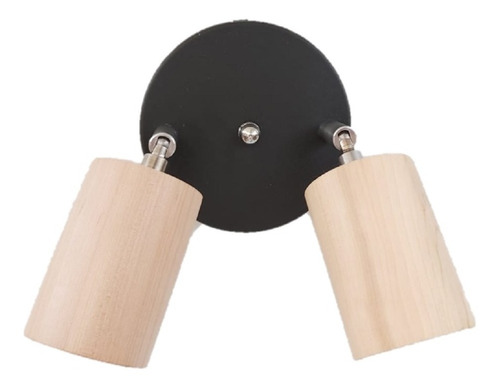 Imagen 3 de 9 de Aplique Pared Madera 2 Luces Direccional + Led Gu10 Puraluz