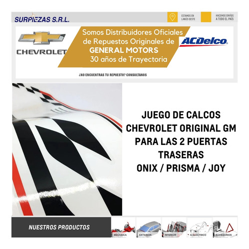 Calco Puerta Tras X 2 Lados Onix Effect 17/ Blanco Chevrolet