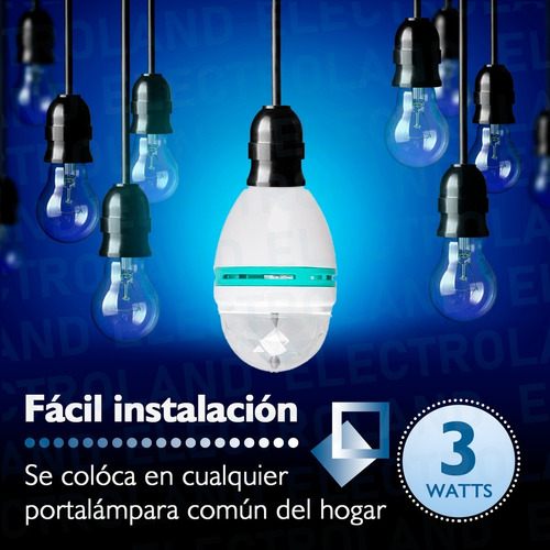 Imagen 4 de 10 de Lampara Led 220v Color Rgb Giratoria Luces Efectos Fiestas