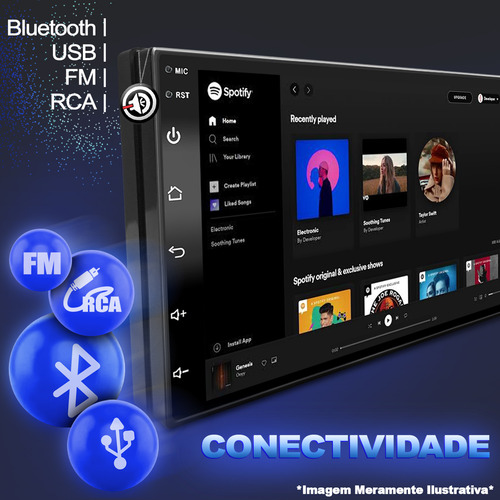Kit Com Central Multimidia Carplay + Moldura 7 Polegadas