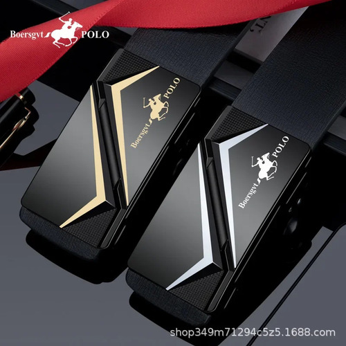 Cinturón De Cuero Marca Polo Con Hebilla Automática Business