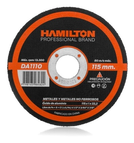 Disco De Corte Plano 115 X 1mm Hamilton X 50 Uni Da1110